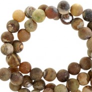 Semi-precious stone beads round 8mm agate matt Multicolour army green